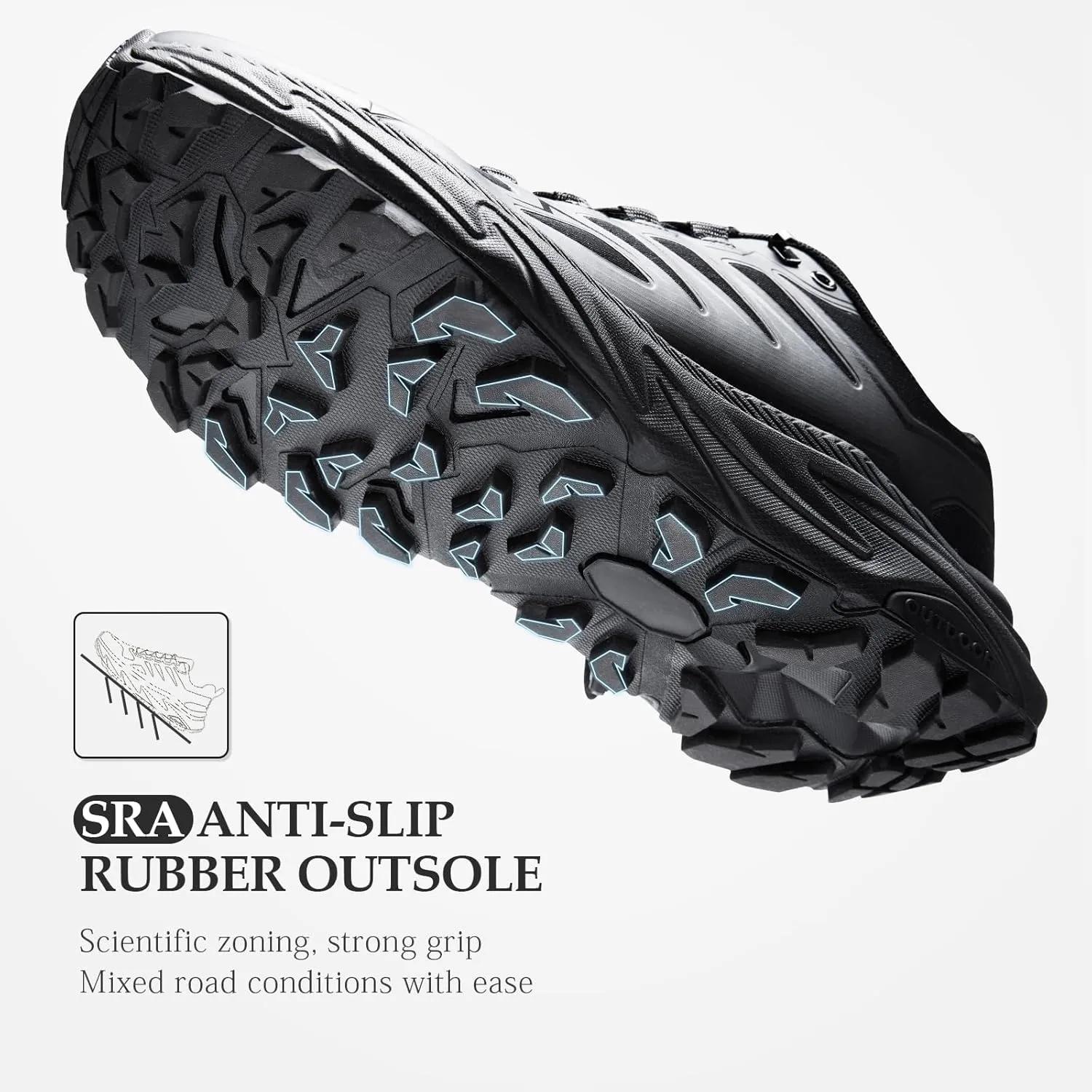 SRA Men's Trail Running Shoes Lightweight Breathable Hiking Running Shoe with Cushioned Soles Training Outdoor Athletic Snearkers Comfortable Walking Shoes for Men