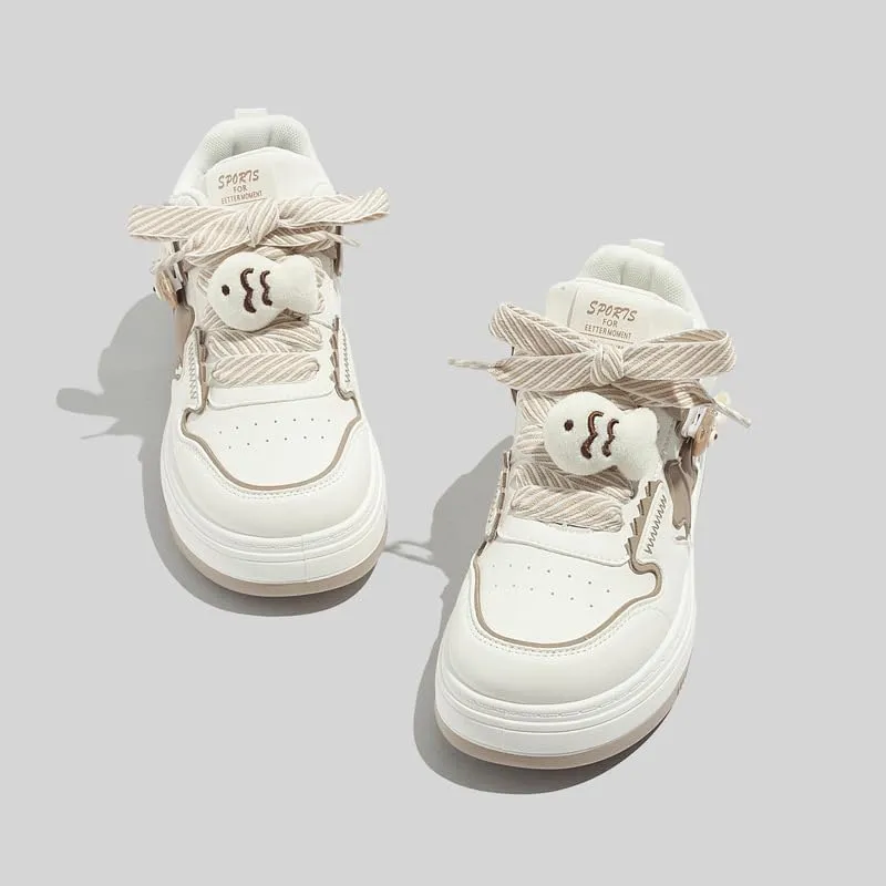 Star Shoes Walking Sneakers Women Big Head Y2K Aesthetic Cute Chunky Stars Gift Fish Bear Cat Charms Premium Fabric Padded Toe Comfort Insole Anti-Slip US4-8
