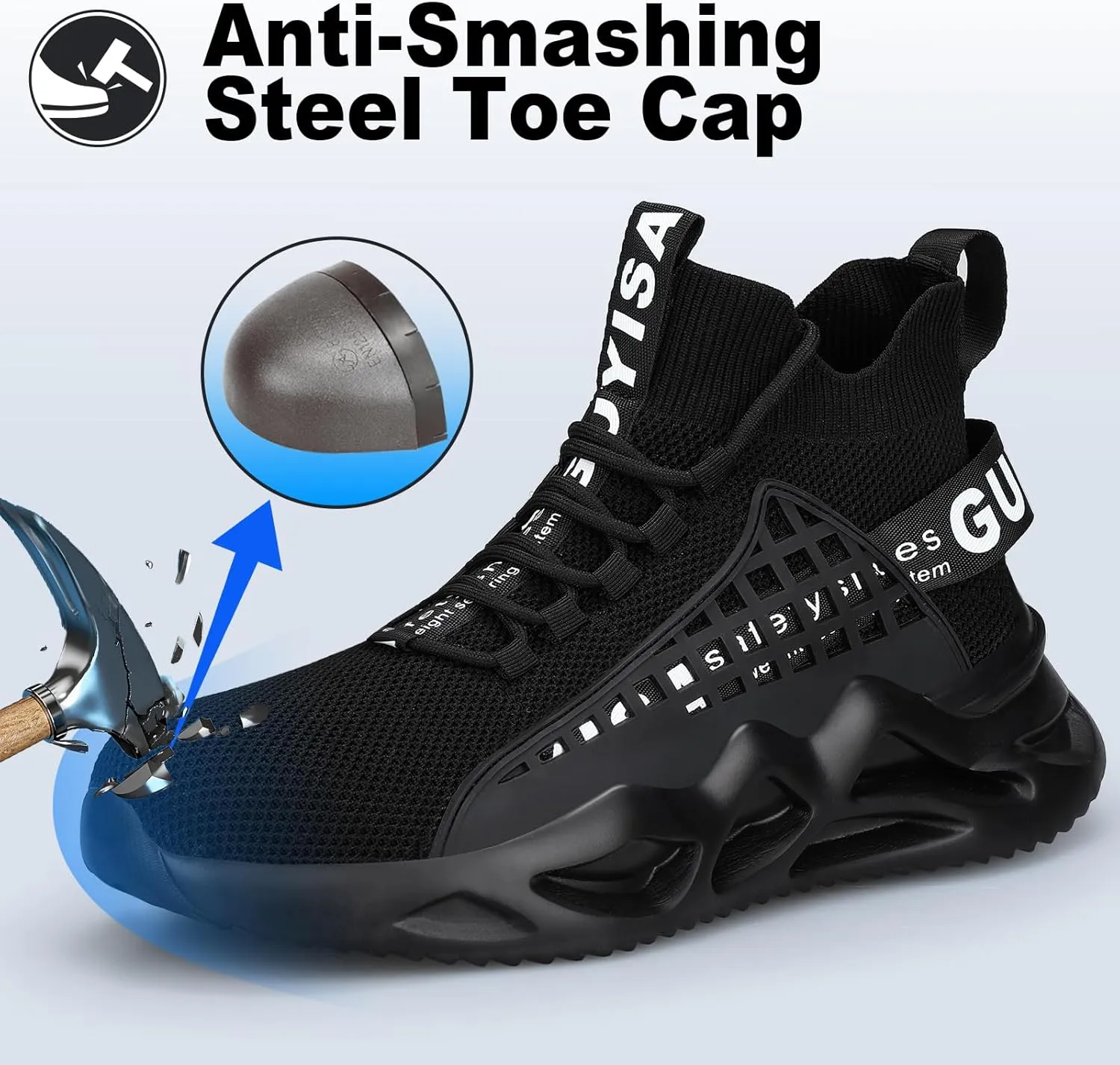 Steel Toe Shoes for Men Comfortable Work Shoes Safety Indestructible Puncture Proof Lightweight Steel Toe Sneakers Construction Work Utility Footwear Construction Industrial Sneakers
