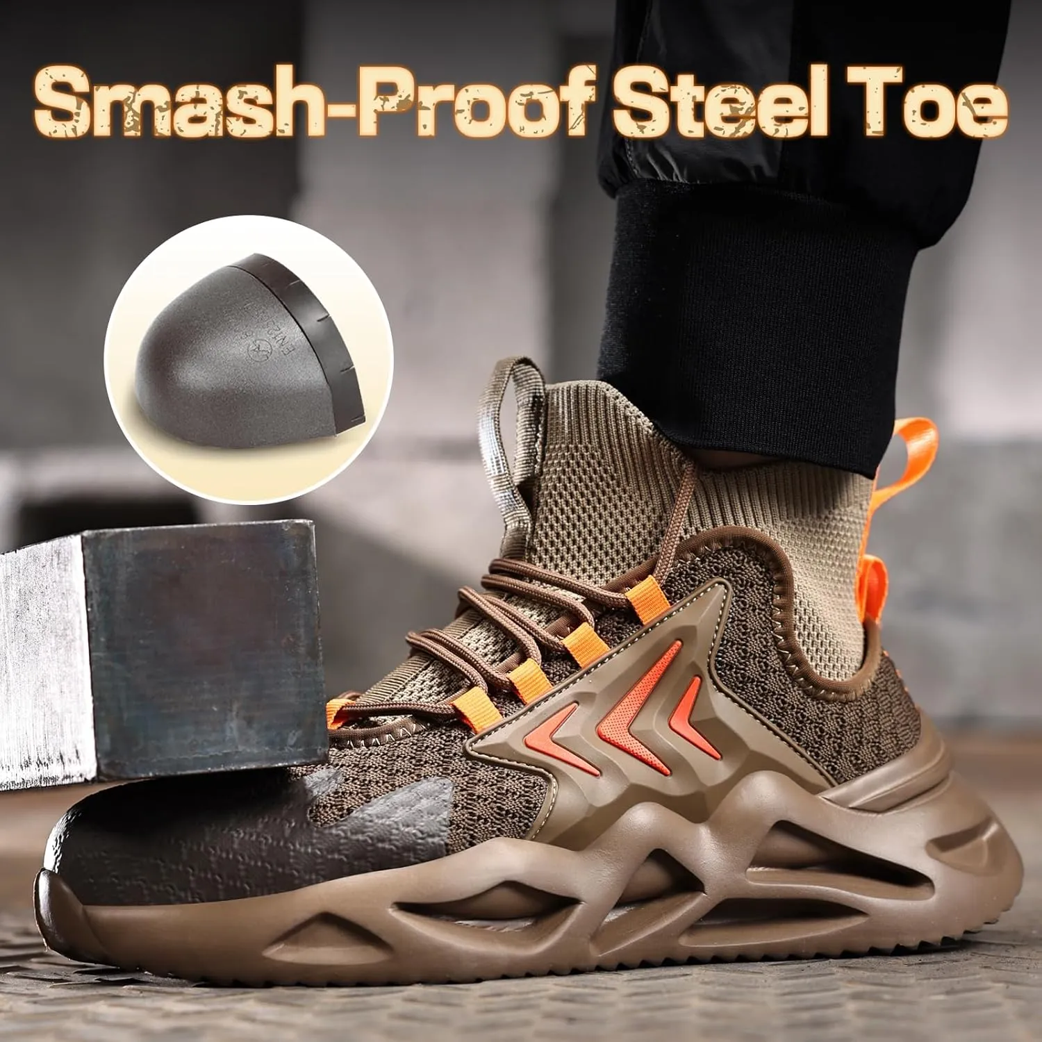 Steel Toe Shoes for Men Comfortable Work Shoes Safety Indestructible Puncture Proof Lightweight Steel Toe Sneakers Construction Work Utility Footwear Construction Industrial Sneakers
