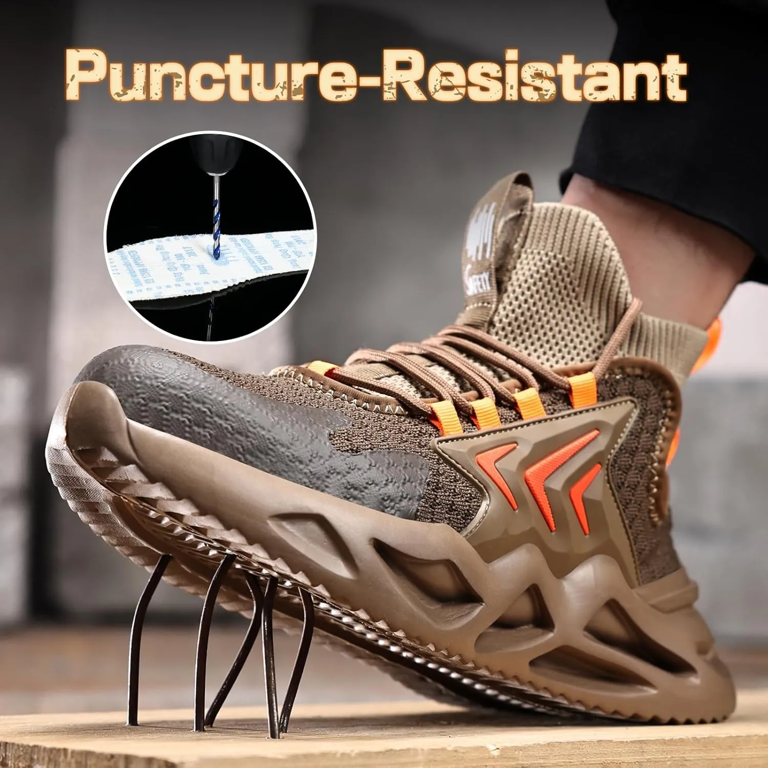Steel Toe Shoes for Men Comfortable Work Shoes Safety Indestructible Puncture Proof Lightweight Steel Toe Sneakers Construction Work Utility Footwear Construction Industrial Sneakers