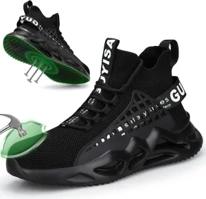 Steel Toe Shoes for Men Comfortable Work Shoes Safety Indestructible Puncture Proof Lightweight Steel Toe Sneakers Construction Work Utility Footwear Construction Industrial Sneakers