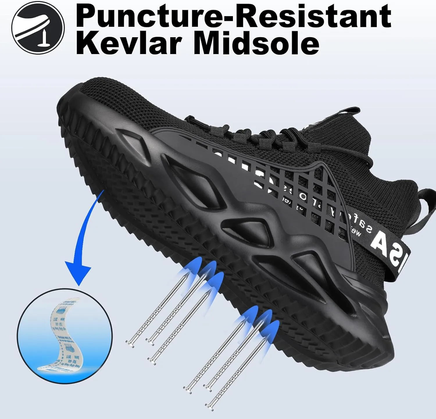Steel Toe Shoes for Men Comfortable Work Shoes Safety Indestructible Puncture Proof Lightweight Steel Toe Sneakers Construction Work Utility Footwear Construction Industrial Sneakers