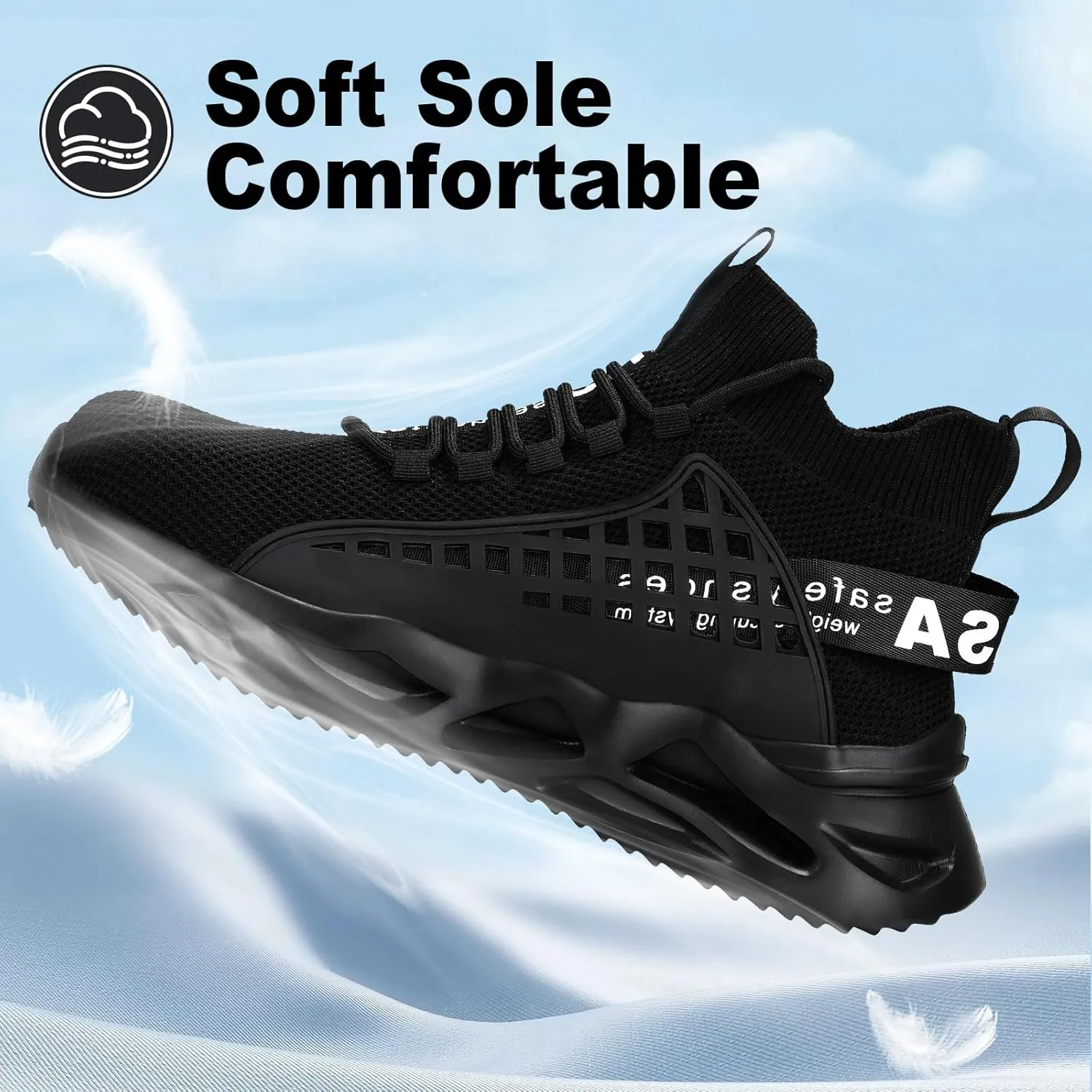 Steel Toe Shoes for Men Comfortable Work Shoes Safety Indestructible Puncture Proof Lightweight Steel Toe Sneakers Construction Work Utility Footwear Construction Industrial Sneakers