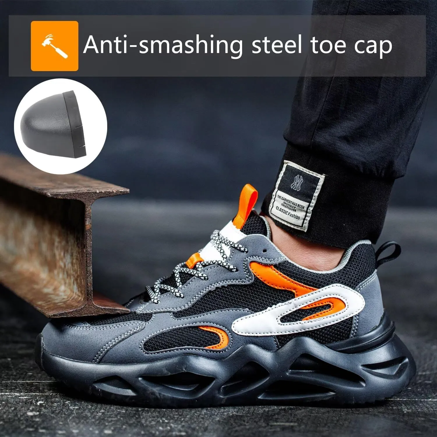 Steel Toe Shoes for Women Men Wide fit Indestructible Work Sneakers Safety Shoes Lightweight Slip Resistant Puncture Proof Composite Toe Shoe