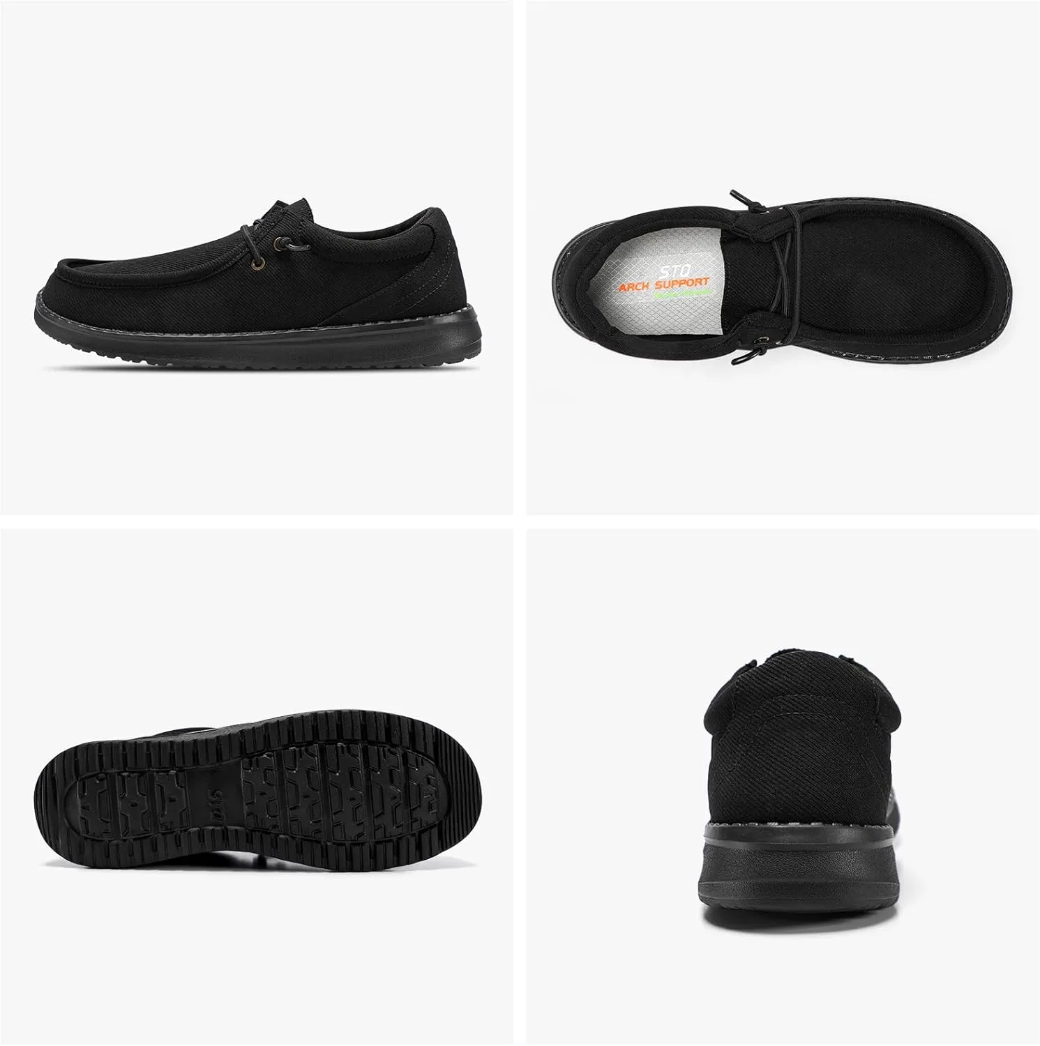 STQ Men's Orthopedic Lace up Loafers Ultralight Casual Boat Shoes with Arch Support