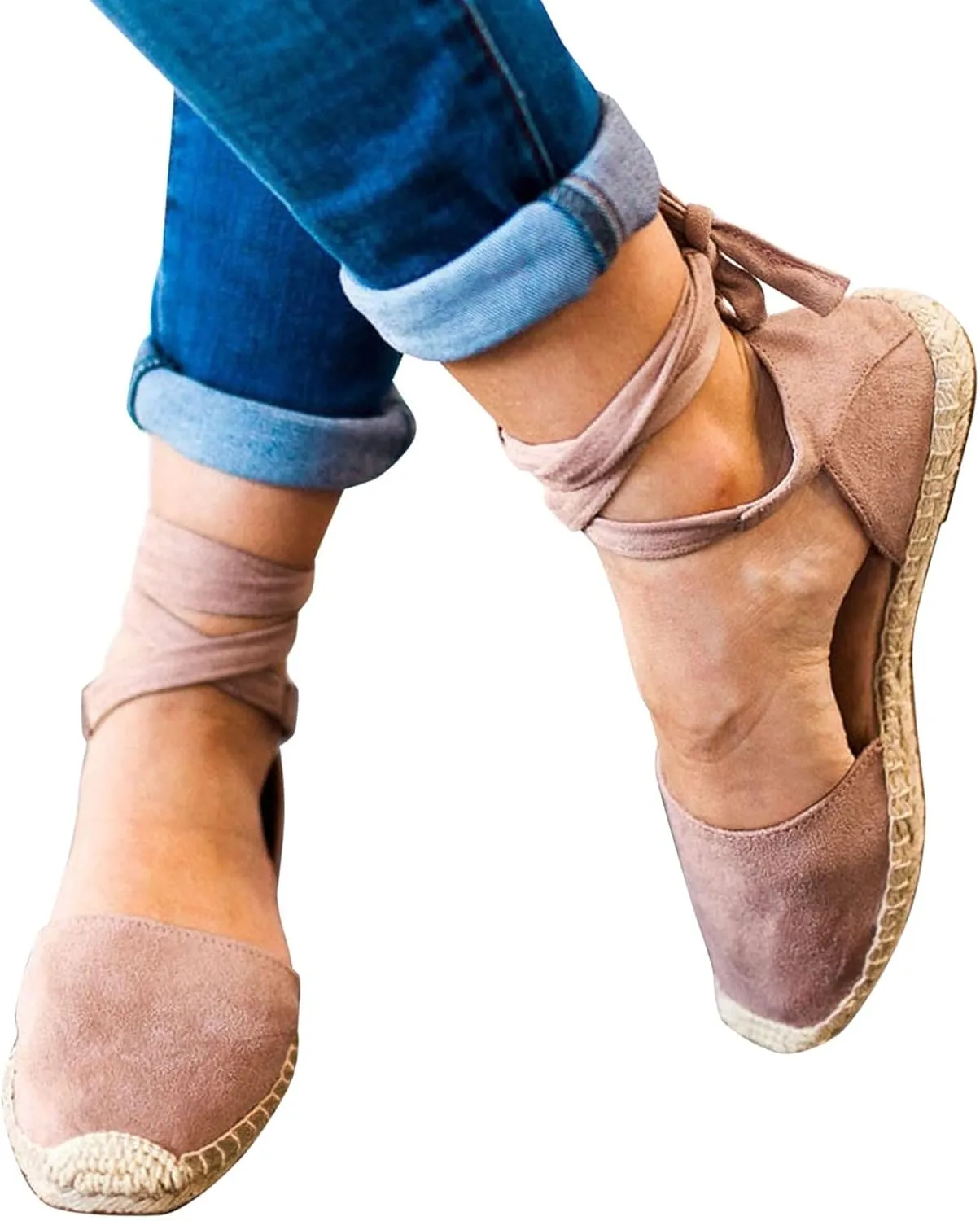 Strap Up Sandals Dressy Summer Flat for Women Spring Retro Work Office 2024 Solid Beach Falt Ladies Trendy Cover Heel, 7, Black,khaki,pink,army Green