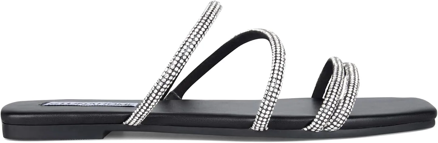 STUNAHOME Women's Rhinestone Thong Flat Sandals Open Toe Slide Sandals with Square Toe Bling Strap