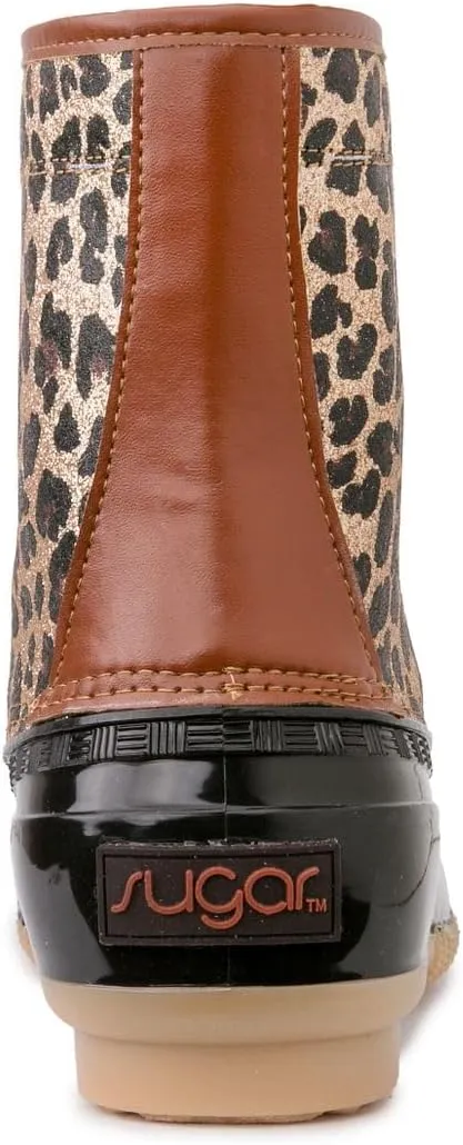 Sugar Women's Glitter Duck Boots | Stylish Lace-Up, Cozy Traction Sole | Perfect for Cold, Rainy, or Snowy Days | Trendy Booties - Skipper