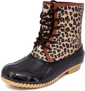 Sugar Women's Glitter Duck Boots | Stylish Lace-Up, Cozy Traction Sole | Perfect for Cold, Rainy, or Snowy Days | Trendy Booties - Skipper