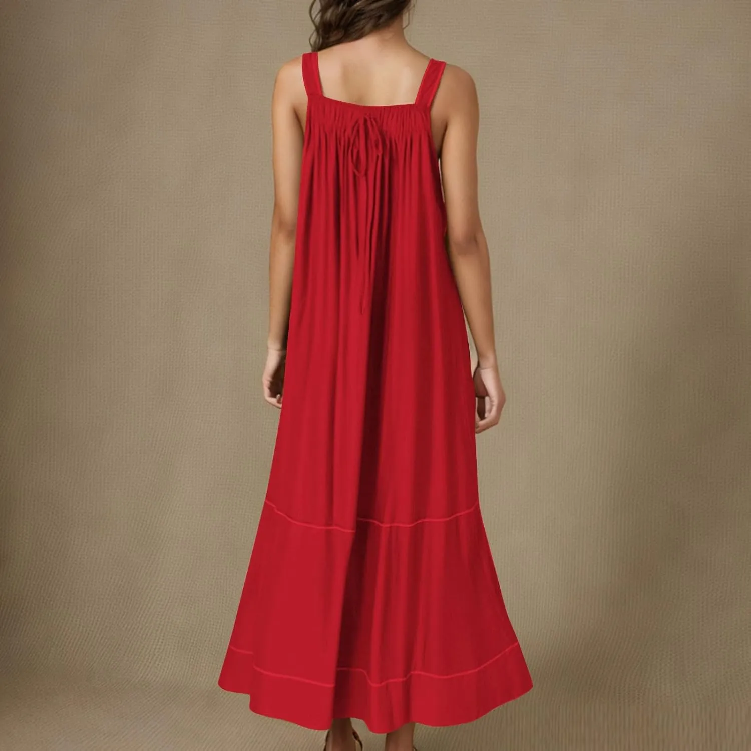 Summer Dress for Women Loose Adjustable Strap Big Pockets Work Jumper Dresses Midi Bib Overall Fashion Clothes
