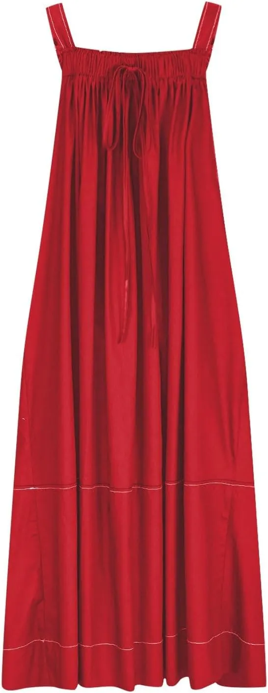 Summer Dress for Women Loose Adjustable Strap Big Pockets Work Jumper Dresses Midi Bib Overall Fashion Clothes