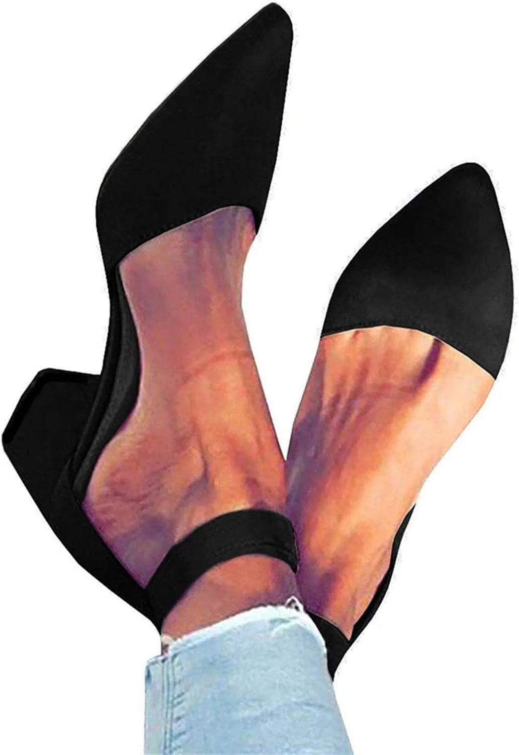 Summer Heeled Sandals for Women Casual Ankle Straps Buckle Pointed Toe Closed Toe Thick Heel High Heels Solid Comfy Ladies Square Heels Shoes Sandalias