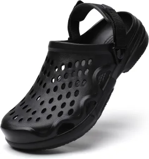 Summer Shoes, EVA Garden Clogs, Breathable Lightweight Mules, Men Outdoor Shoes with Adjustable Heel Strap, 3 Colors