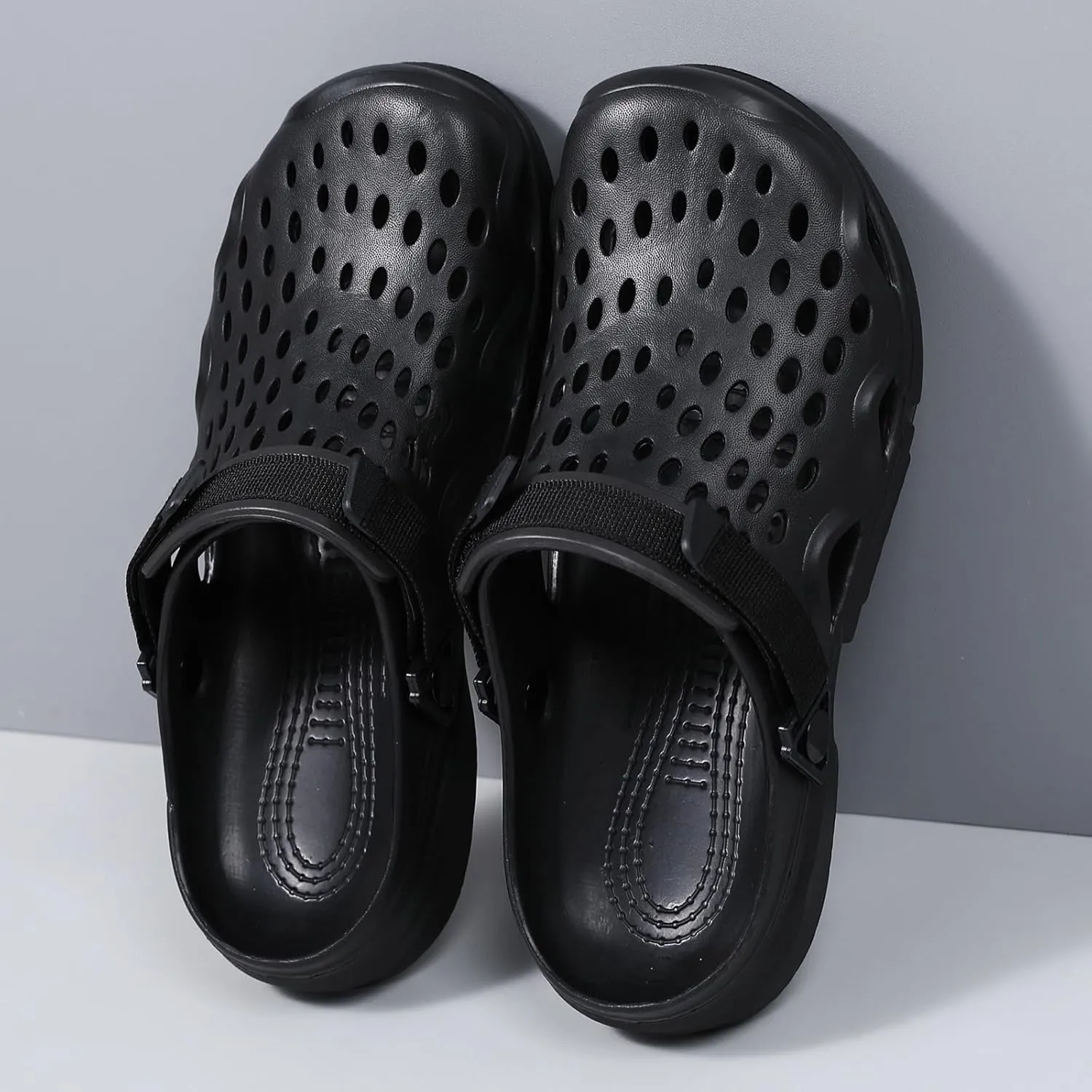 Summer Shoes, EVA Garden Clogs, Breathable Lightweight Mules, Men Outdoor Shoes with Adjustable Heel Strap, 3 Colors