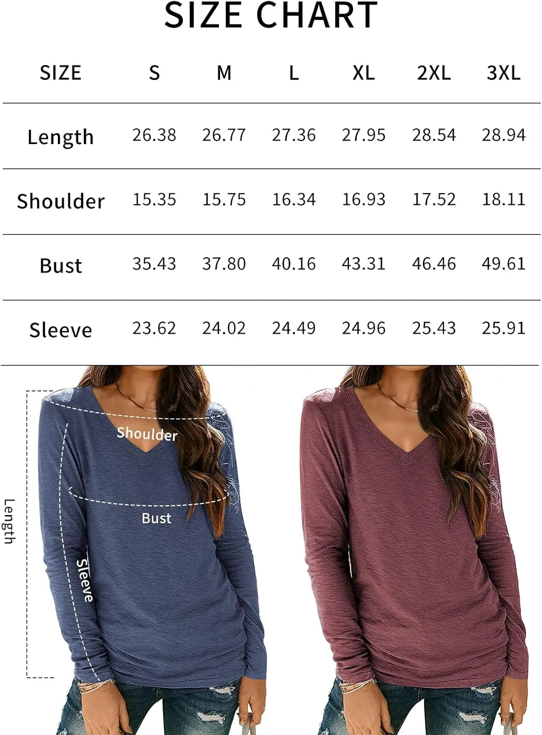SUNBS 3 Pack Womens Long Sleeve Shirts V Neck Tops Loose Fit Causal Fall Fashion Outfits Trendy Clothes Winter 2025