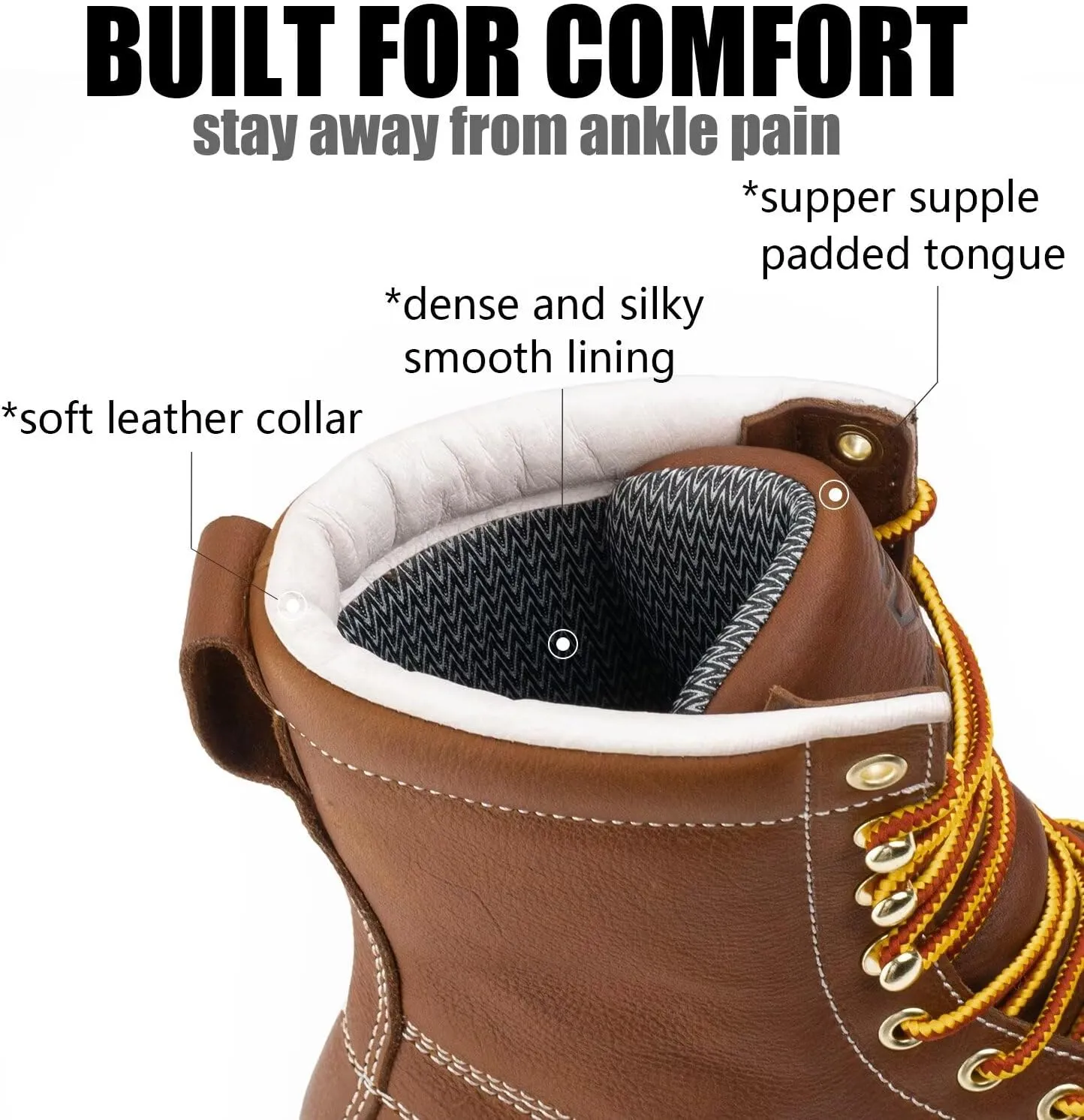 SUREWAY 8in Wedge Moc Toe Work Boots for Men - Soft Toe,Premium Full-Grain Leather,Safety Work Boots/Shoes,Comfort Insole,Oil/Slip Resistant,Real Goodyear,EH Rated Industrial Construction