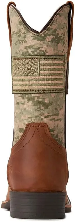 SUREWAY Cowboy Boots For Men - Mens Square Toe Western Boot With Flag,Oil/Slip Resistant,Durable Fashionable Classic Pull on Boots