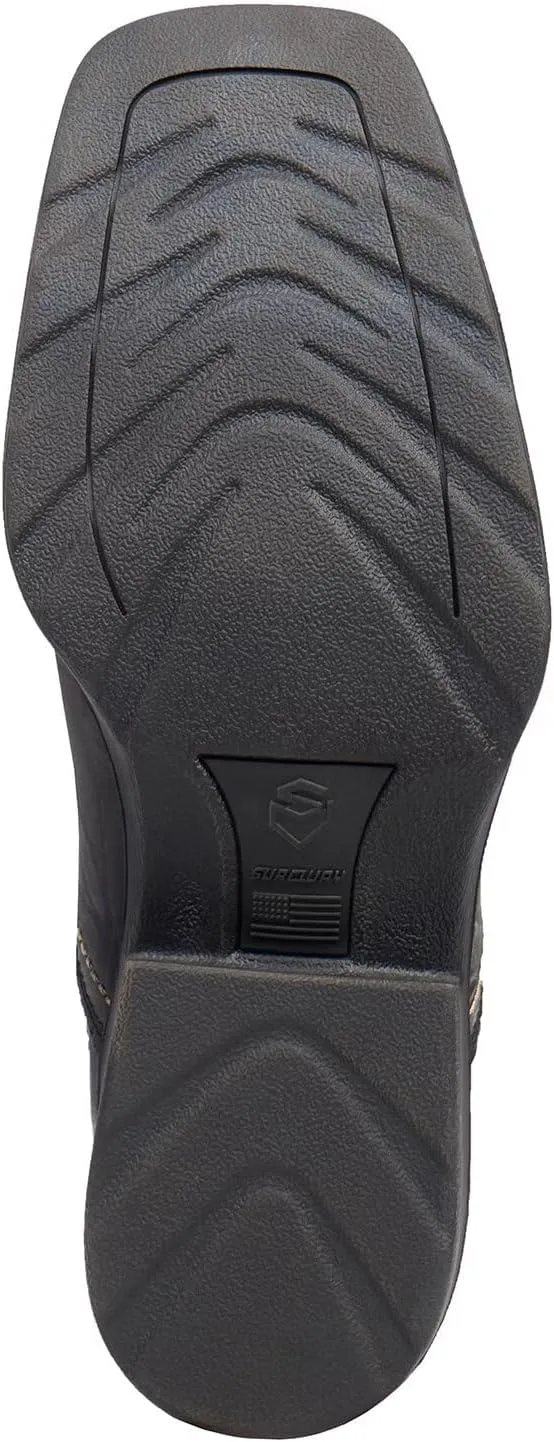 SUREWAY Cowboy Boots for Men - Square Toe Mens Western Slip on Boots, Slip Resistant Country Boots, Durable Comfortable, Old West Style Casual/Work/Dress Shoes