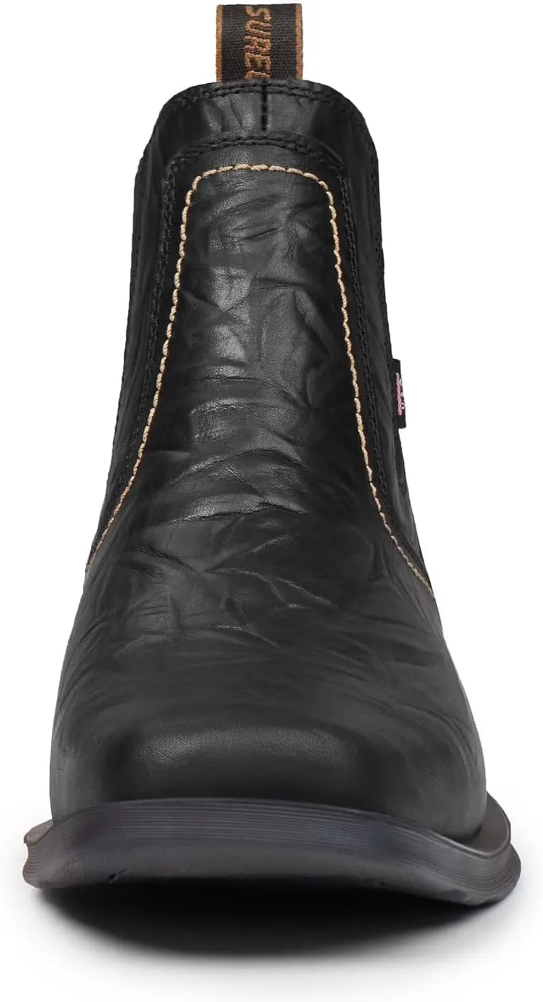 SUREWAY Cowboy Boots for Men - Square Toe Mens Western Slip on Boots, Slip Resistant Country Boots, Durable Comfortable, Old West Style Casual/Work/Dress Shoes