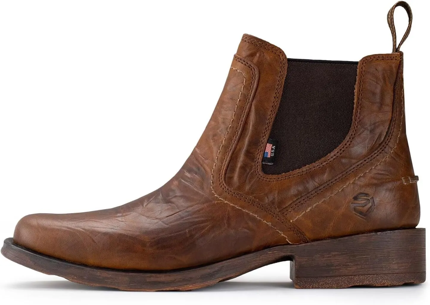 SUREWAY Cowboy Boots for Men - Square Toe Mens Western Slip on Boots, Slip Resistant Country Boots, Durable Comfortable, Old West Style Casual/Work/Dress Shoes