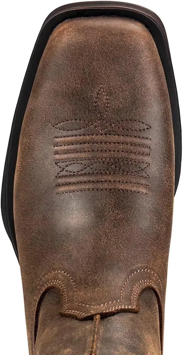SUREWAY Mens Western Chelsea Cowboy Boots, Square Toe Casual/Work/Dress Boots, Ankle Length, Retro Stylish, Durable Comfortable, All-Weather