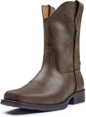 SUREWAY Mens Western Chelsea Cowboy Boots, Square Toe Casual/Work/Dress Boots, Ankle Length, Retro Stylish, Durable Comfortable, All-Weather