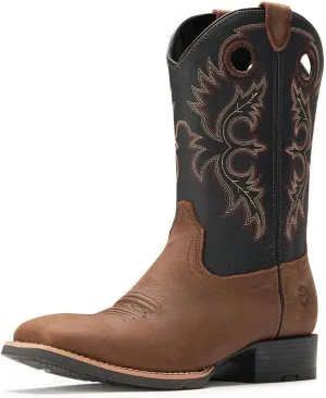 SUREWAY Western Boots For Men - Mens Square Toe Cowboy Boot,Oil/Slip Resistant,Durable Fashionable Classic Pull on 10 Inch Boots,Mid Calf Soft toe Wellington Boots