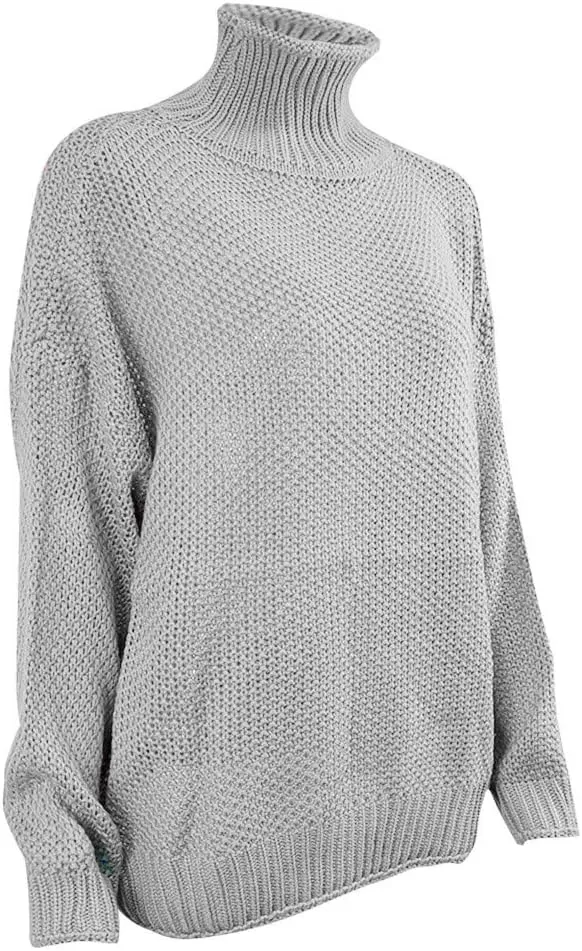 Sweaters for Women Oversized Turtleneck Batwing Sleeve Knitted Sweaters Casual Loose Warm Solid Color Pullover Tops