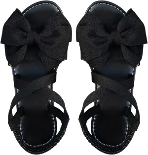 SweatyRocks Women's Bow Crisscross Open Toe Flat Sandals Dressy Beach Ankle Strap Shoe