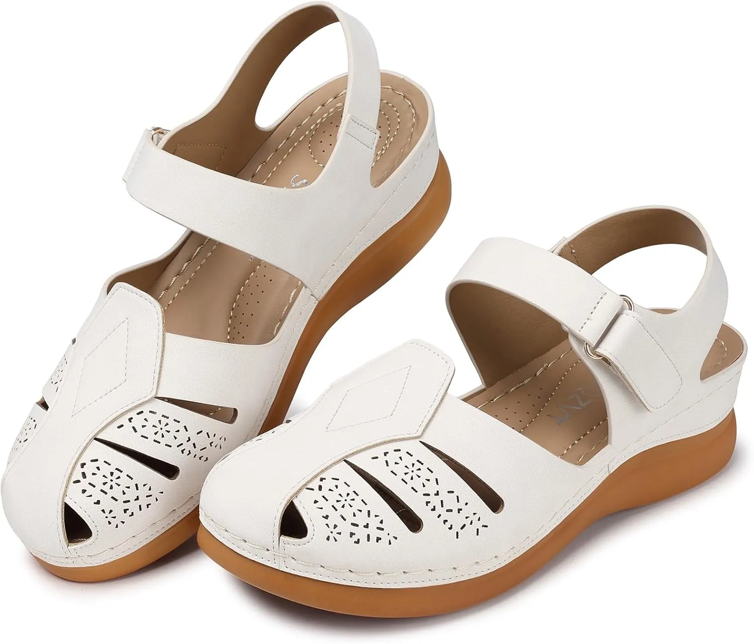 SWQZVT Women Comfortable Flat Sandals: Closed Toe Dressy Summer Sandal - Fisherman Hollow Out Walking Sandals