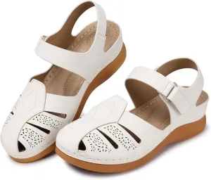 SWQZVT Women Comfortable Flat Sandals: Closed Toe Dressy Summer Sandal - Fisherman Hollow Out Walking Sandals