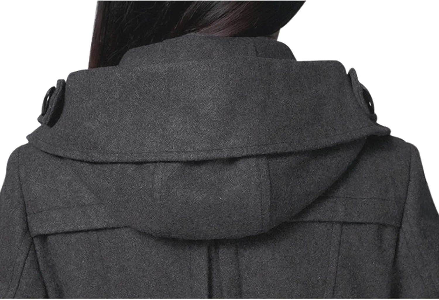 Tanming Women's Warm Double Breasted Wool Pea Coat Trench Coat Jacket with Hood