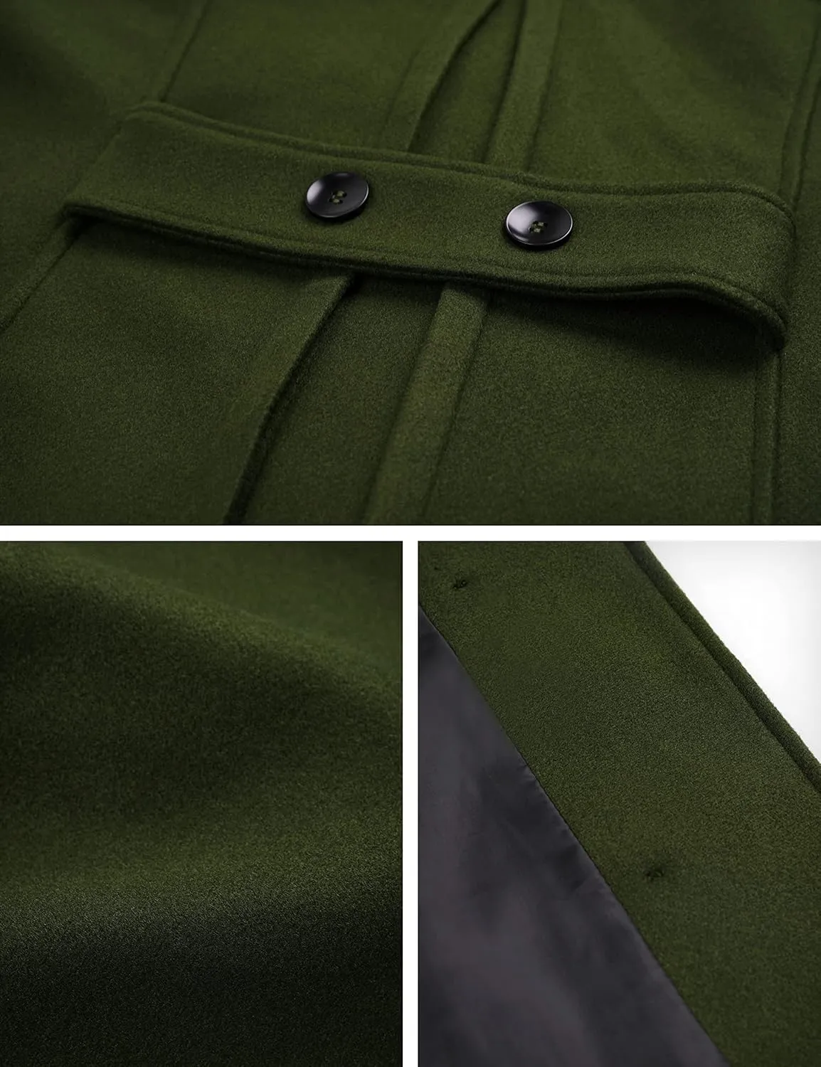 Tanming Women's Warm Double Breasted Wool Pea Coat Trench Coat Jacket with Hood