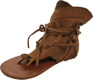Tassel Sandals for Women, Summer Retro Bohemian T Strap Open Toe Sandals Casual Breathable Comfortable Beach Flat Ankle Boots