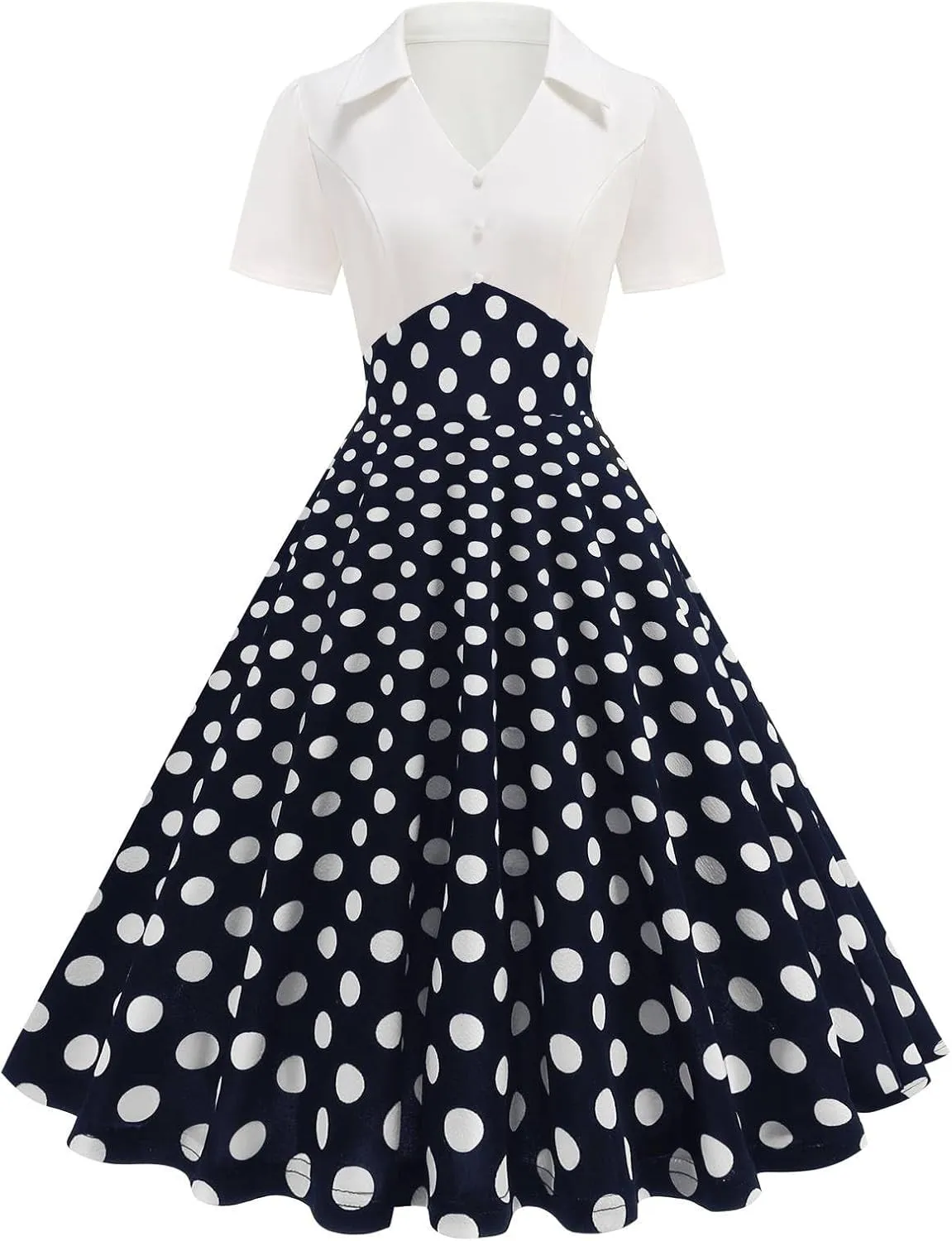 Tea Party Dress for Women 1950S 1960S Vintage Short Prom Summer Polka Dot Cocktail Swing Retro 50'S Style Dresses