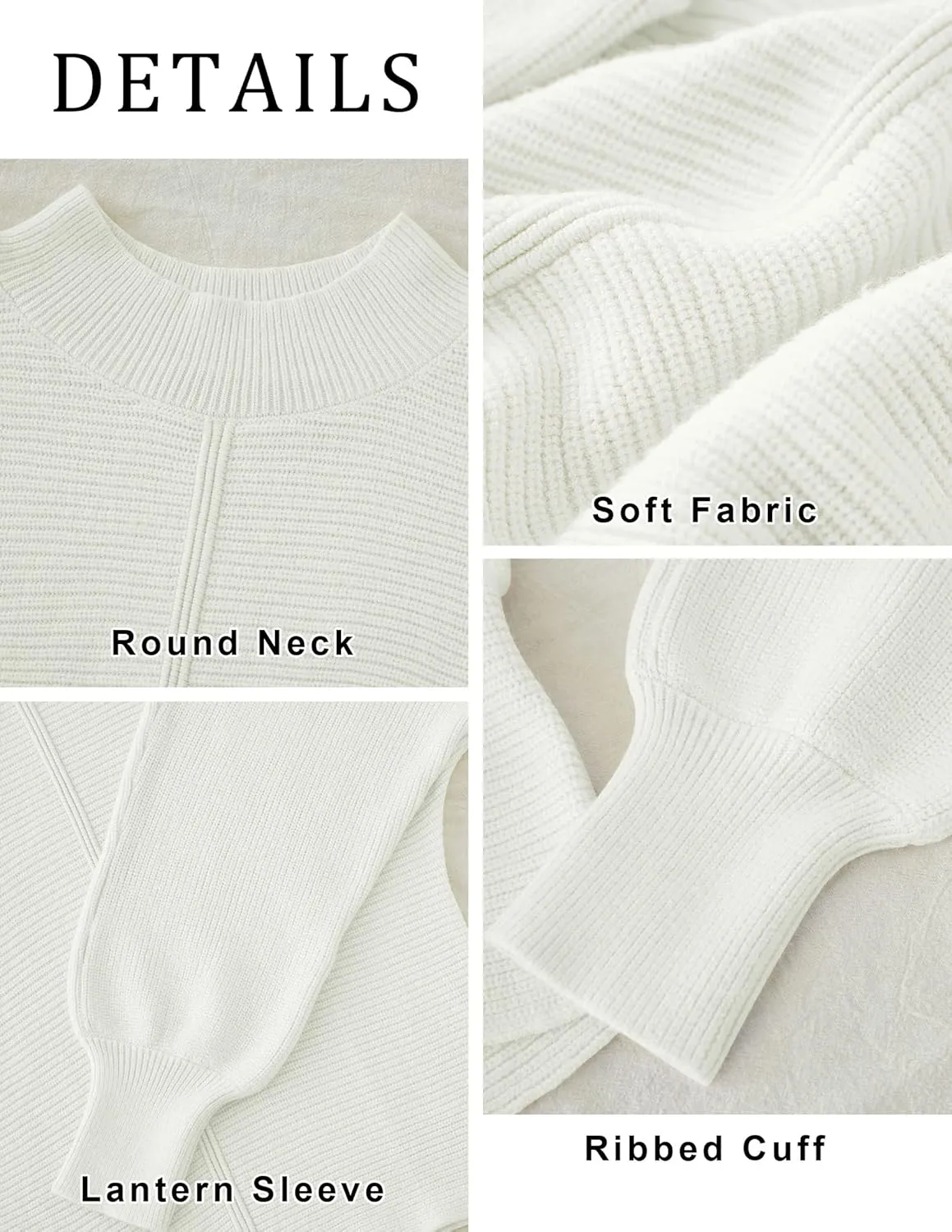 TECREW Women's Batwing Long Sleeve Crew Neck Pullover Sweater Soft Ribbed Knit Sweater Top