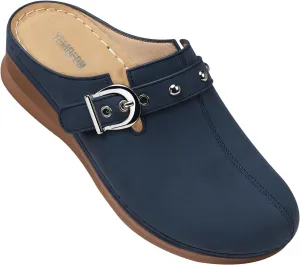 TEMOFON Clogs for Women Slip on Mules: Walking Comfortable, Non Slip, Closed Toe Sandals, Casual Summer Shoes Black Navy Brown Size 5-11