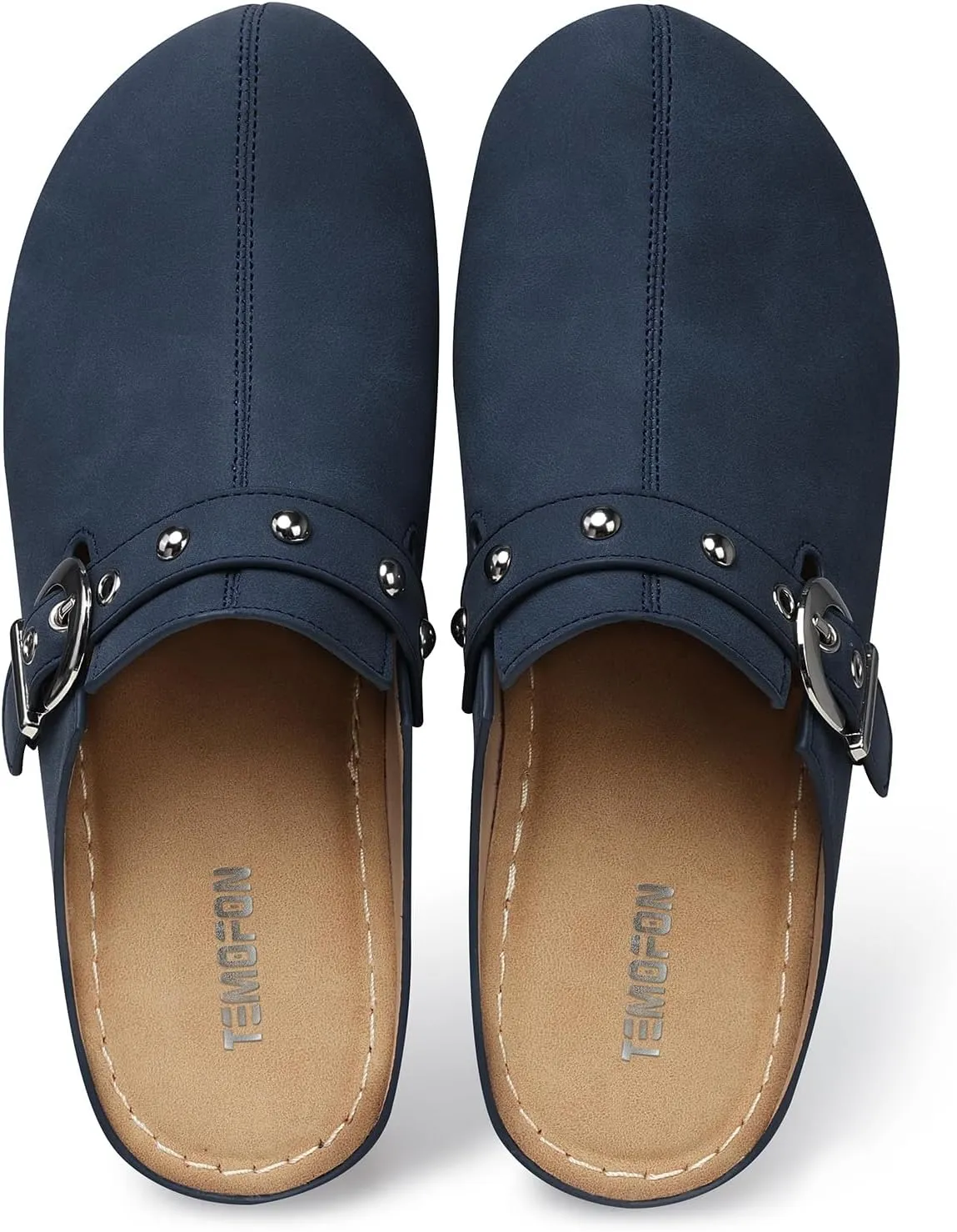 TEMOFON Clogs for Women Slip on Mules: Walking Comfortable, Non Slip, Closed Toe Sandals, Casual Summer Shoes Black Navy Brown Size 5-11