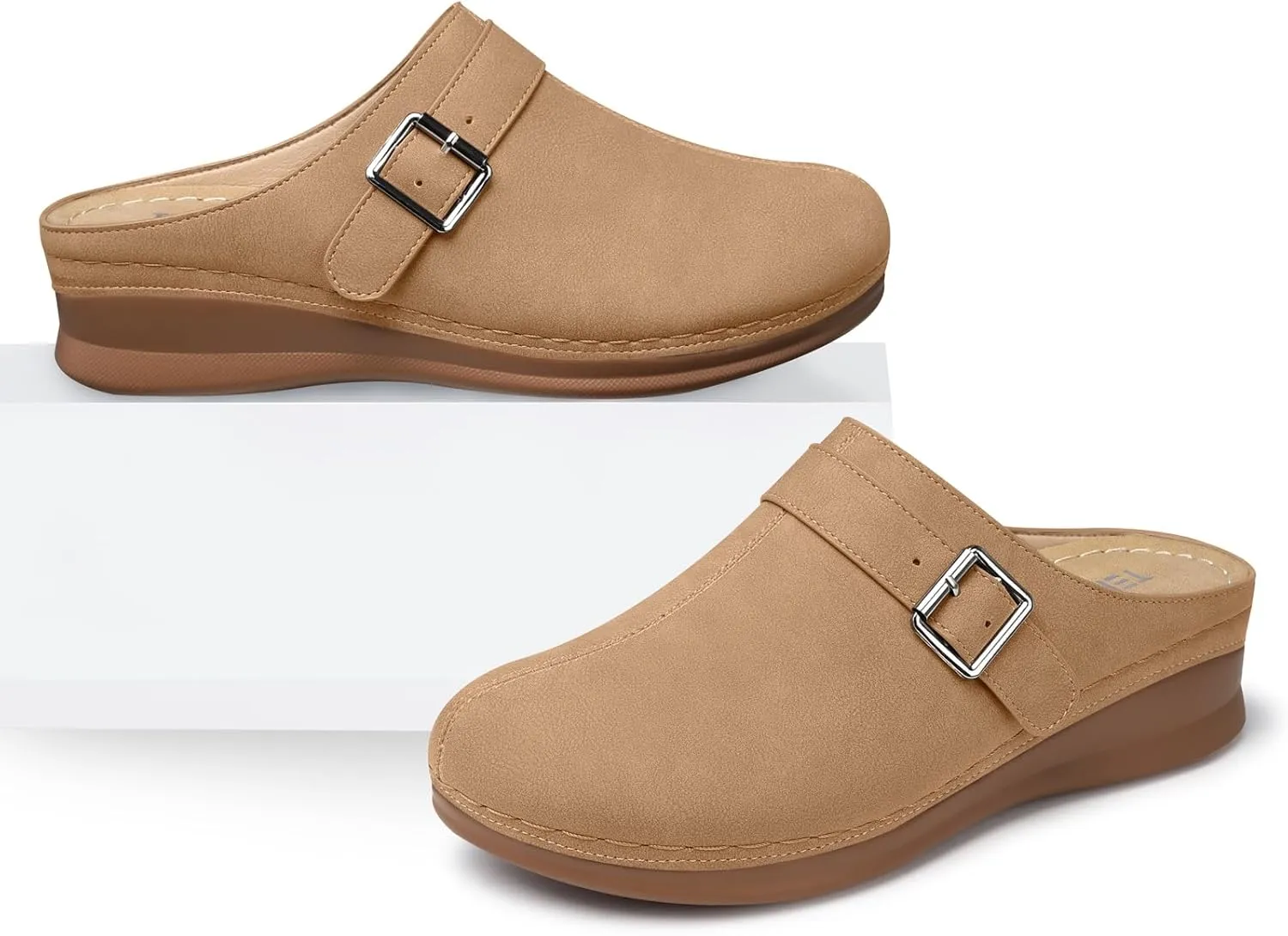 TEMOFON Clogs for Women Slip on Mules: Walking Comfortable, Non Slip, Closed Toe Sandals, Casual Summer Shoes Black Navy Brown Size 5-11