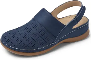 TEMOFON Shoes for Women Clogs Sandals: Comfortable Closed Toe Wedge Shoes Sling-Back Walking Mules with Arch Support