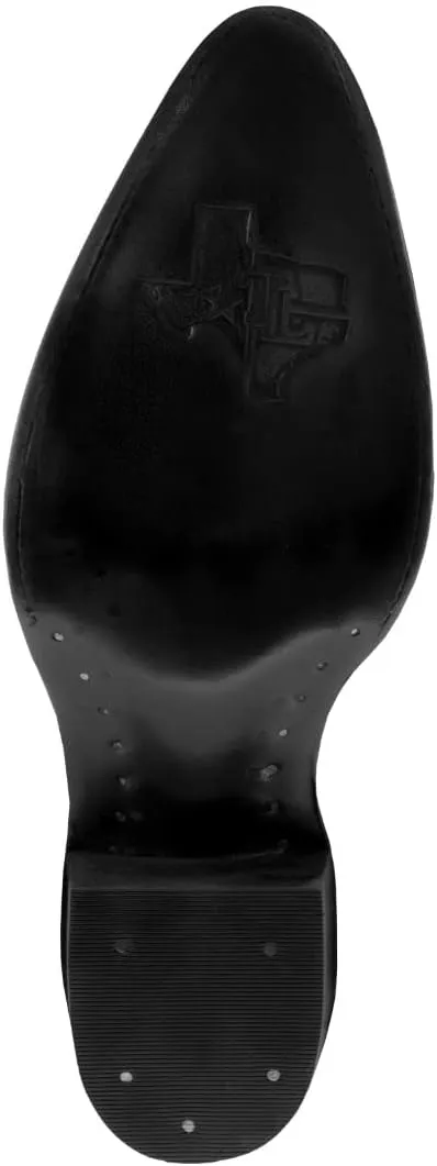 Texas Legacy Mens Black Western Leather Cowboy Boots Crocodile Back Print J Toe