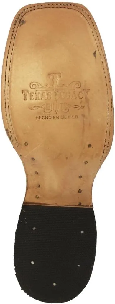Texas Legacy Mens Brown Cowboy Boots Ostrich Quill Print Leather Square Toe Botas