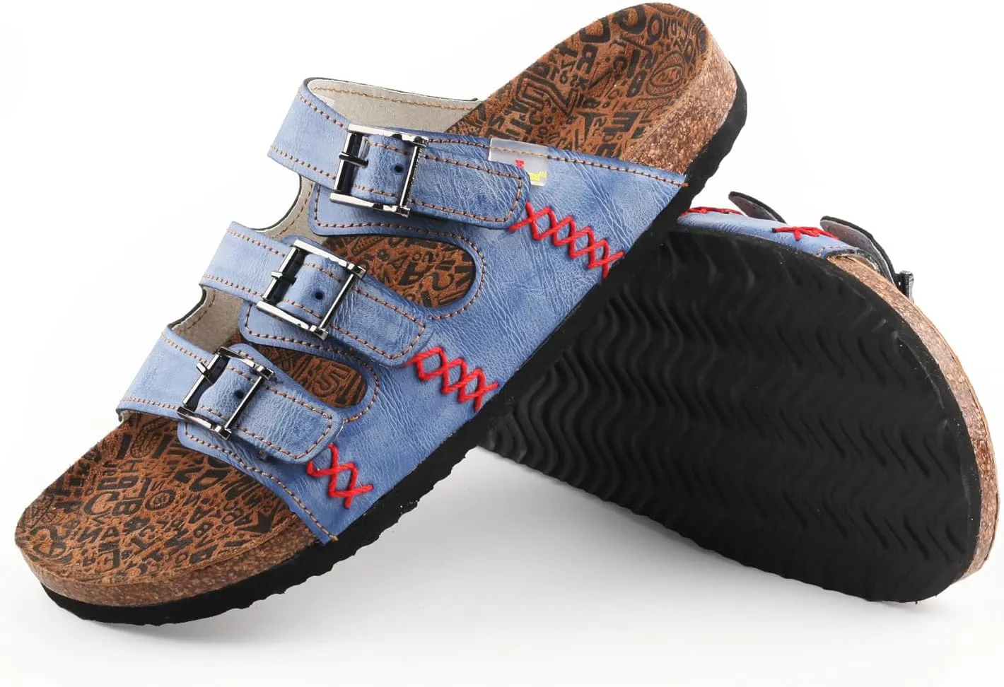 TMA EYES Womens Flat Slide Sandals with Arch Support Strap Adjustable Buckle Non Slip Rubber Sole