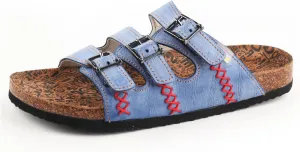 TMA EYES Womens Flat Slide Sandals with Arch Support Strap Adjustable Buckle Non Slip Rubber Sole