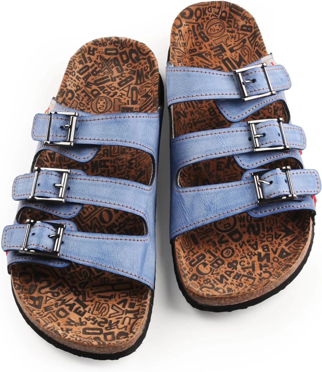 TMA EYES Womens Flat Slide Sandals with Arch Support Strap Adjustable Buckle Non Slip Rubber Sole
