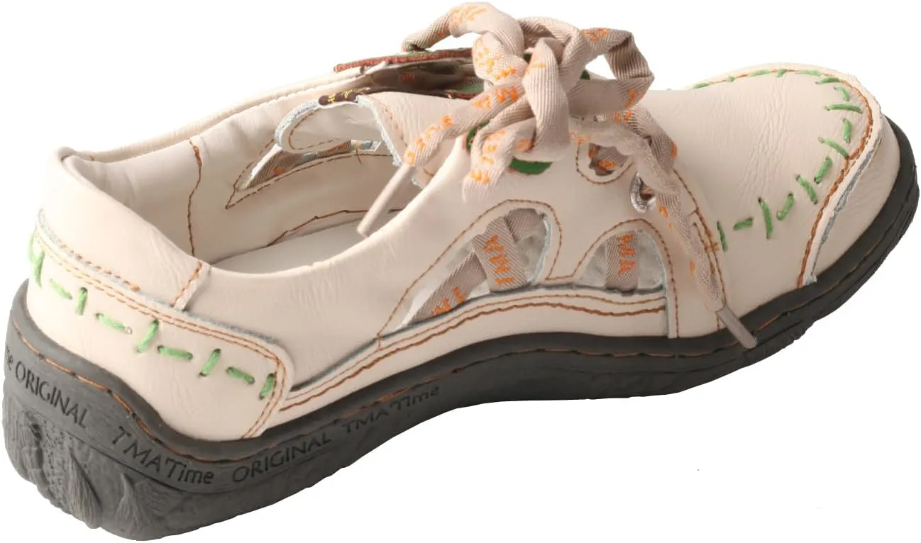 TMA EYES Women's lace-up Casual Comfortable Flat Fashion Walking Non-Slip Shoes