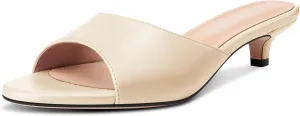 TNYNFBEB Womens Low Kitten Heel Open Toe Sandals Mules Shoes Slingback Prom Party Dress Summer 1.4 Inches Heels