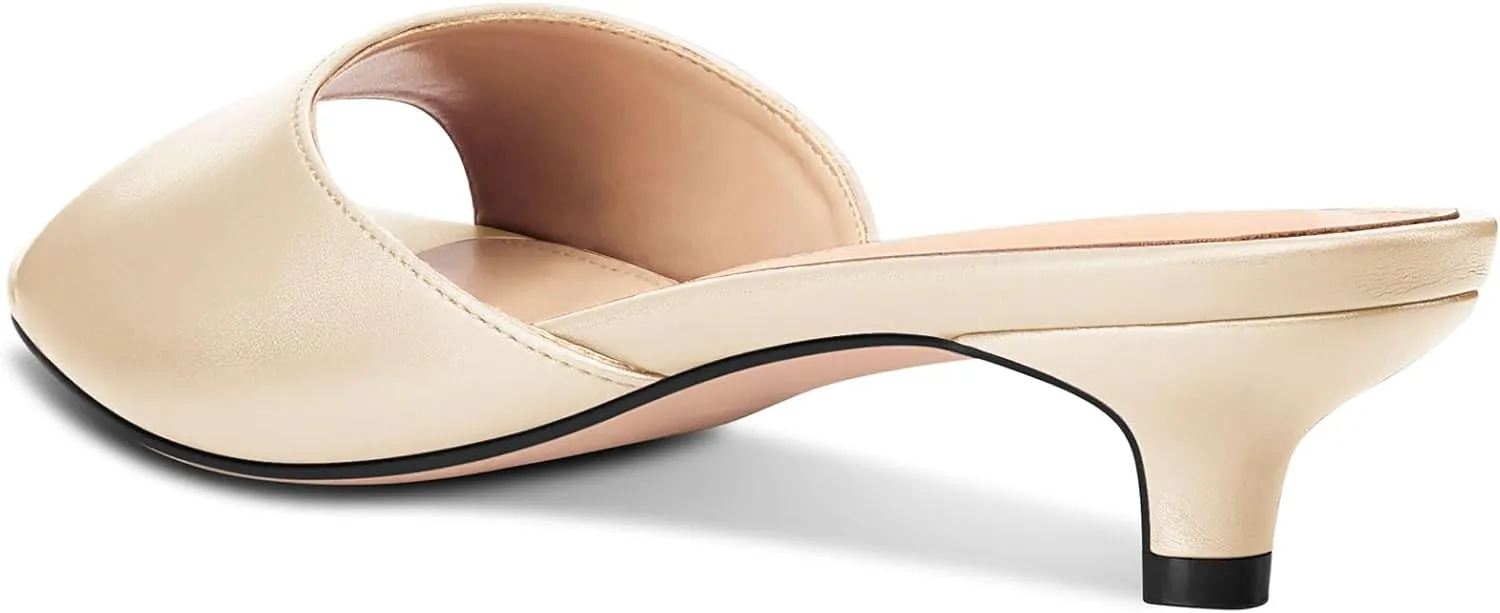 TNYNFBEB Womens Low Kitten Heel Open Toe Sandals Mules Shoes Slingback Prom Party Dress Summer 1.4 Inches Heels
