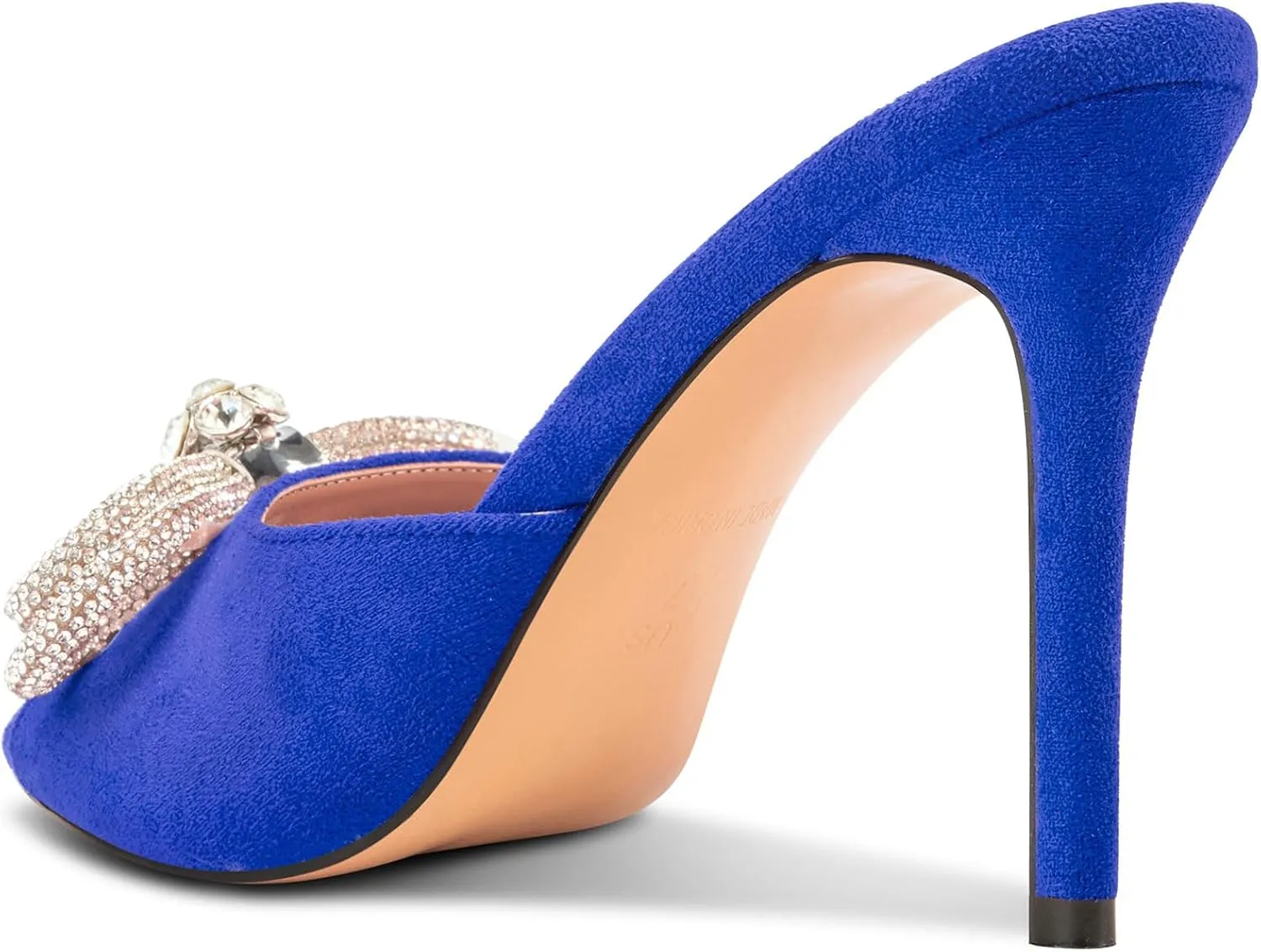 TNYNFBEB Womens Stiletto High Heel Peep Open Toe Sandals Mules Shoes Slingback Slip-on Rhinestone Crystal Bow-knot Prom Dress 3.9 Inches Heels